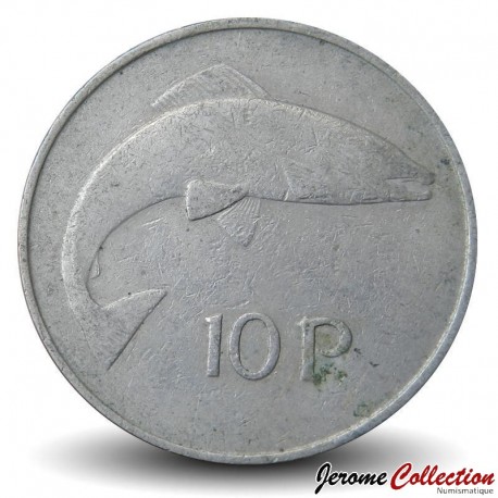 IRLANDE - PIECE de 10 Pence - Un saumon - 1974 – Km23 – JeromeCollection