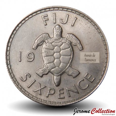 FIDJI - PIECE de 6 Pence - Tortue - 1953 – Km19 – JeromeCollection