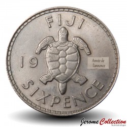 FIDJI - PIECE de 6 Pence - Tortue - 1958 – Km19 – JeromeCollection