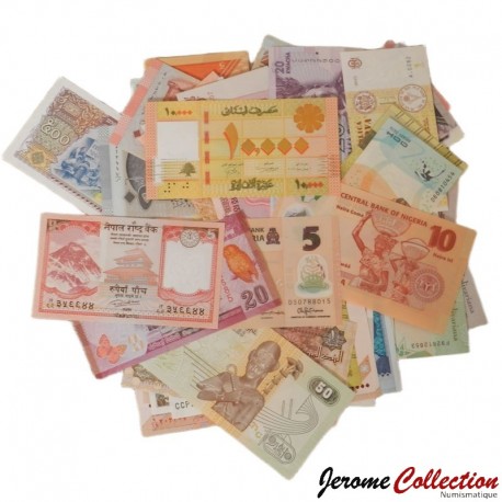 MONDE - LOT de 50 Billets de banque tous DIFFERENTS!