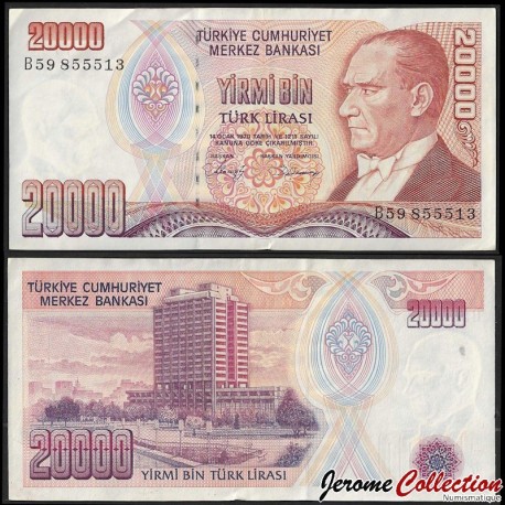 TURQUIE - Billet de 20000 Livre turque - Siège de la Banque centrale - 1988 – P201a – JeromeCollection