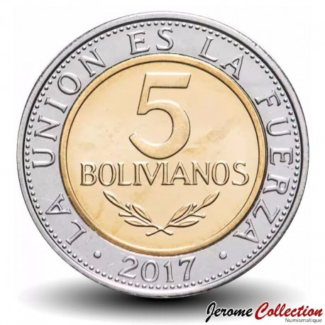 BOLIVIE - PIECE de 5 Bolivianos - Armoiries de la Bolivie - 2017