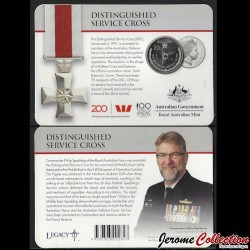 AUSTRALIE - PIECE de 20 Cents - Légendes des Anzacs - Médailles d'honneur: Distinguished Service Cross (en coincard) -