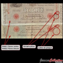 ALLEMAGNE / REICHSBANKNOTE - Billet de 1000 Mark - Figures allégoriques - Fibres&nbsp;vertes - 1910