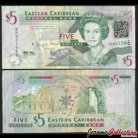 ETATS DE LA CARAIBE ORIENTALE - Billet de 5 Dollars - 2008 – P47a – JeromeCollection
