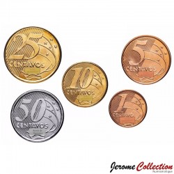 BRESIL - SET / LOT de 5 PIECES de 1 5 10 25 50 Centavos - Personnages célèbres - 2004 / 2015