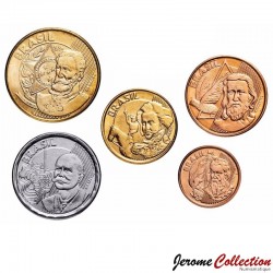 BRESIL - SET / LOT de 5 PIECES de 1 5 10 25 50 Centavos - Personnages célèbres