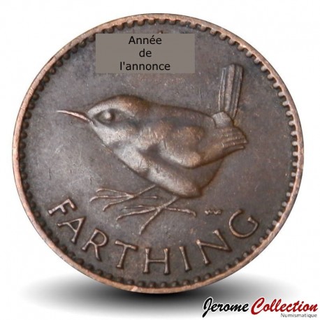 ROYAUME UNI - PIECE de 1 Farthing - Oiseau Troglodyte mignon - George VI avec "IND:IMP." 1938 – Km843 – JeromeCollection