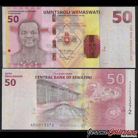 ESWATINI (Ex Swaziland) - Billet de 50 Emalangeni - 50 ans de la banque - 1.4.2024 – P46 – JeromeCollection