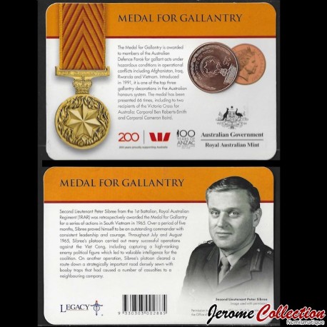 AUSTRALIE - PIECE de 20 Cents - Légendes des Anzacs - Médailles d'honneur: Medal for Gallantry (en coincard) - 2017 –