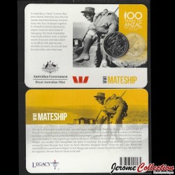AUSTRALIE - PIECE de 20 Cents - Légendes des Anzacs - Esprit de camaraderie – WWI (en coincard) - 2015 – Km2981 –
