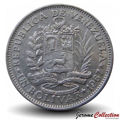 VENEZUELA - PIECE de 1 Bolivar - Simón Bolívar - 1967 – Y42 – JeromeCollection