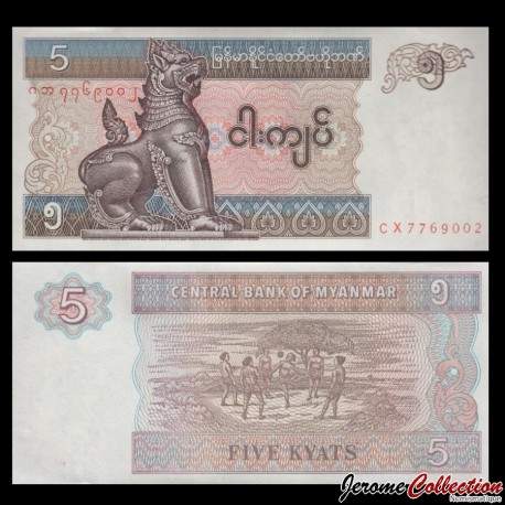 MYANMAR (ex-Birmanie) - Billet de 5 Kyats - 1998