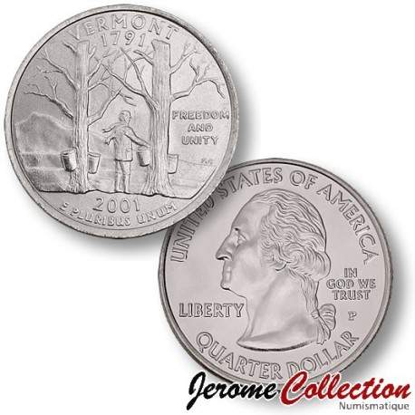 ETATS UNIS / USA - PIECE de 25 Cents (Quarter States) - Vermont - 2001 - P [Sous scellé us MINT] – Km321 –