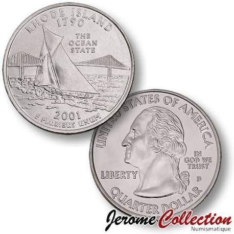 ETATS UNIS / USA - PIECE de 25 Cents (Quarter States) - Rhode Island - 2001 - D [Sous scellé us MINT] – Km320 –