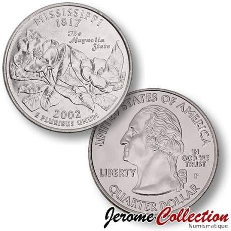ETATS UNIS / USA - PIECE de 25 Cents (Quarter States) - Mississippi - 2002 - P [Sous scellé us MINT] – Km335 –
