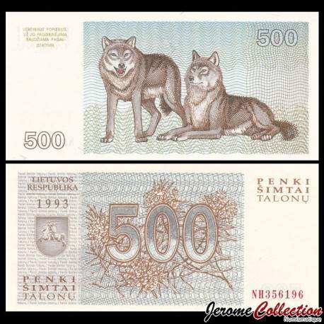 LITUANIE - Billet de 500 Talonas - Loups - 1993 – JeromeCollection