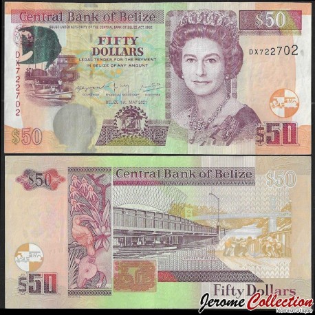 BELIZE - Billet de 50 Dollars - Palais du gouvernement et palais de justice - 1.05.2021 – P70g – JeromeCollection