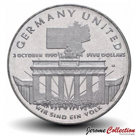 ILES MARSHALL - PIECE de 5 Dollars - Réunification des deux états allemands - 1990 – Km33 – JeromeCollection