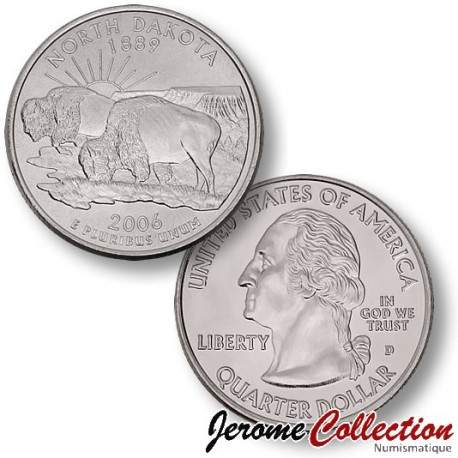 ETATS UNIS / USA - PIECE de 25 Cents (Quarter States) - Nord Dakota - 2006 - D [Sous scellé us MINT] – Km385 –