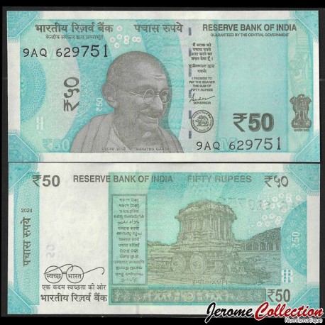 INDE - Billet de 50 Roupies - Lettre M - 2024 – P111w – JeromeCollection