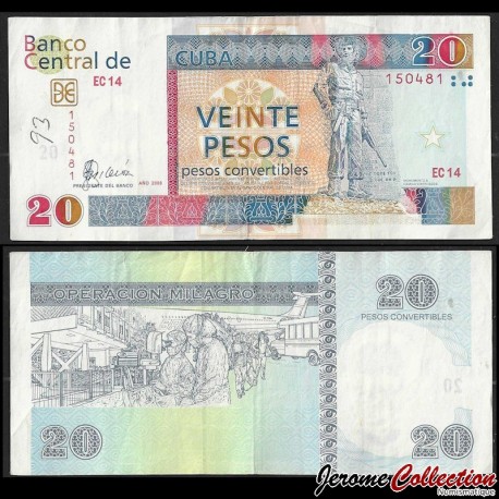 CUBA - Billet de 20 Pesos Convertibles - Monument de Camilo Cienfuegos - 2008 – Pfx50b – JeromeCollection