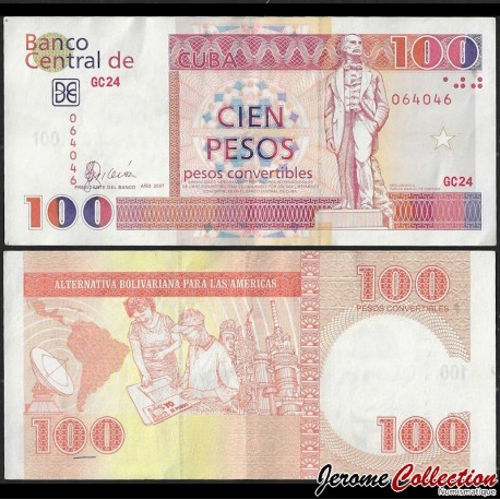CUBA - Billet de 100 Pesos Convertibles - Statue de Carlos Manuel de Céspedes - GC24 - 2007 – Pfx52b – JeromeCollection