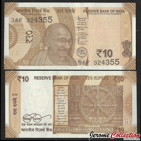INDE - Billet de 10 Roupies - Gandhi - Sans lettre - 2023 – P109 – JeromeCollection