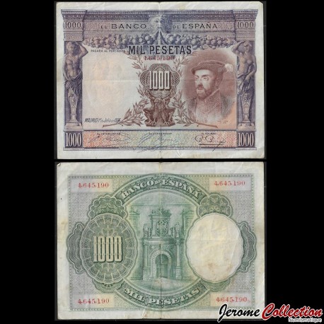 ESPAGNE - Billet de 1000 Pesetas - Charles de Habsbourg (Carlos I de España) - 1925 – P70c – JeromeCollection