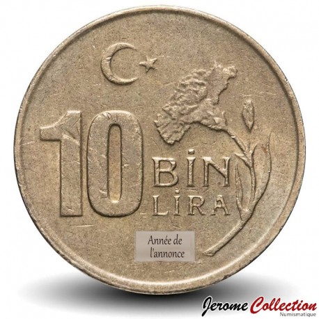 TURQUIE - PIECE de 10 Bin LIRA - Atatürk - Fleur d'œillet - 1996 – Km1027 – JeromeCollection