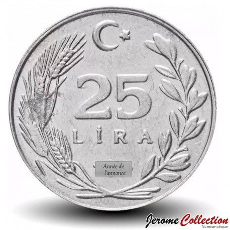 TURQUIE - PIECE de 25 LIRA - Atatürk - Epis de blé - 1986 – Km975 – JeromeCollection