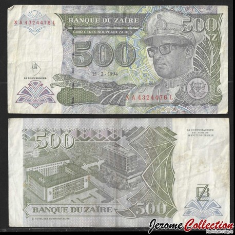 ZAIRE - Billet de 500 Nouveaux Zaïres - XA (Version argentine) - 15.2.1994 – P64Aa2 – JeromeCollection