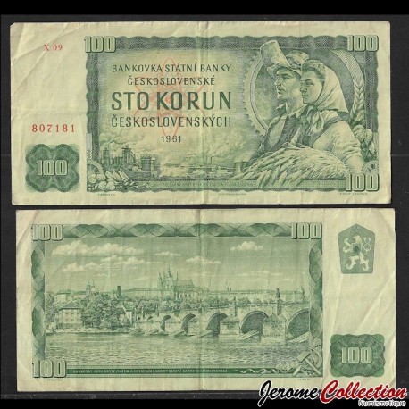 TCHÉCOSLOVAQUIE - Billet de 100 Couronnes Tchécoslovaques - Ouvrière, paysanne - 1961 – P91 – JeromeCollection