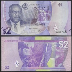 BELIZE - Billet de 2 Dollars - Philip Goldson / Cascades et rivières du Belize - 01.02.2025 – P73 – JeromeCollection