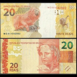 BRESIL - Billet de 20 Reais - Tamarin lion doré - 2010 / 2024 – P255f – JeromeCollection