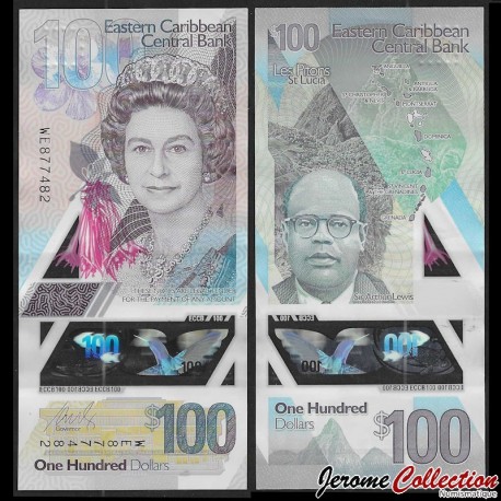 ETATS DE LA CARAIBE ORIENTALE - Billet de 100 Dollars - POLYMER - Sir Arthur Lewis - 2020 – P60 – JeromeCollection