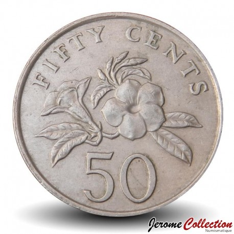 SINGAPOUR - PIECE de 50 Cents - Fleur Allamanda jaune - 1988 – Km53 – JeromeCollection