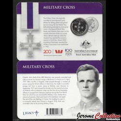 AUSTRALIE - PIECE de 20 Cents - Légendes des Anzacs - Médailles d'honneur: Military Cross (en coincard) - 2017 – Km3342
