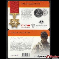 AUSTRALIE - PIECE de 20 Cents - Légendes des Anzacs - Médailles d'honneur: Star of Gallantry (en coincard) - 2017 –