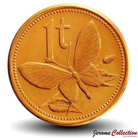 PAPOUASIE NOUVELLE GUINEE - PIECE de 1 Toea - Papillon Ornithoptère du paradis - 1995 – Km1 – JeromeCollection