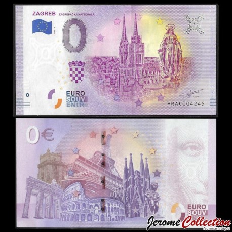 BILLET TOURISTIQUE - ZERO 0 EURO - CROATIE - ZAGREB - ZAGREBAČKA KATEDRALA - HRAC - 2019-1 – N350087 – JeromeCollection