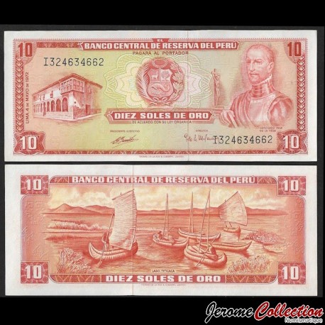PEROU - Billet de 10 Soles de Oro - Inca Garcilaso de la Vega - 04.05.1972 – P100c1 – JeromeCollection