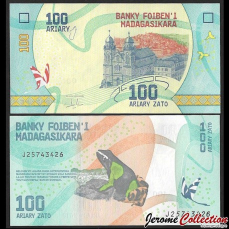 MADAGASCAR - Billet de 100 Ariary - Grenouille mantelle peinte - 2022 – P97b – JeromeCollection