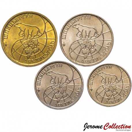 SPITZBERG - SET / LOT de 4 PIECES de 10 25 50 100 Roubles - OURS - 1993 – KmTn5 Tn6 Tn7 – JeromeCollection
