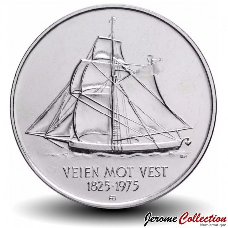 NORVEGE - PIECE de 5 Kroner - 150ème anniversaire de l'immigration aux Amériques -1975 – Km422 – JeromeCollection