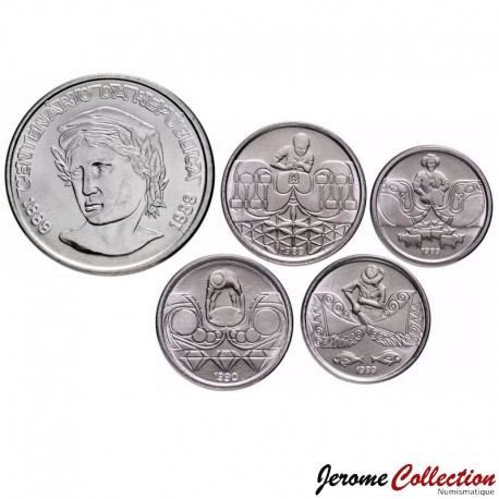 BRESIL - SET / LOT de 5 PIECES de 1 5 10 25 50 Centavos - 1989/1990 – Km647 648 649 650 651 – JeromeCollection