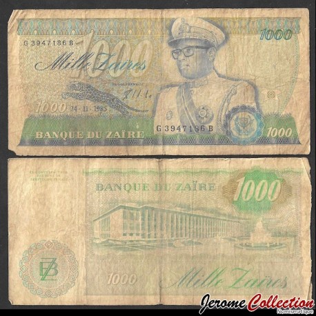 ZAIRE - Billet de 5 Zaires - Mobutu / Palais du Peuple - 24.11.1985 – P31 – JeromeCollection