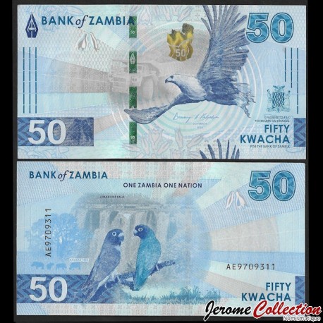 ZAMBIE - Billet de 50 Kwacha - Deux inséparables à joues noires - 2024 – P64 – JeromeCollection