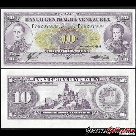VENEZUELA - Billet de 10 Bolivares - Monument de la bataille de Carabobo - 03.11.1988 – P62 – JeromeCollection