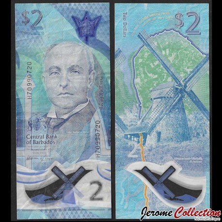 BARBADE - Billet de 2 Dollars - Moulin de Morgan Lewis - Polymer - 2022 – P80 – JeromeCollection